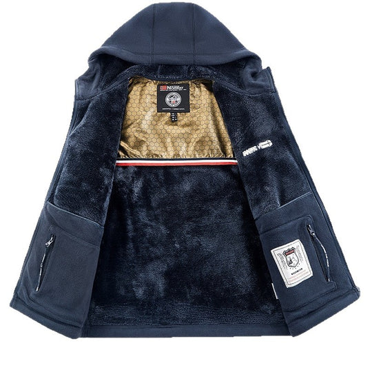 Herren Kuschelige Fleece‑Kapuzenjacke mit Teddyfutter, windabweisend und Reißverschlusstaschen Nord Taschen