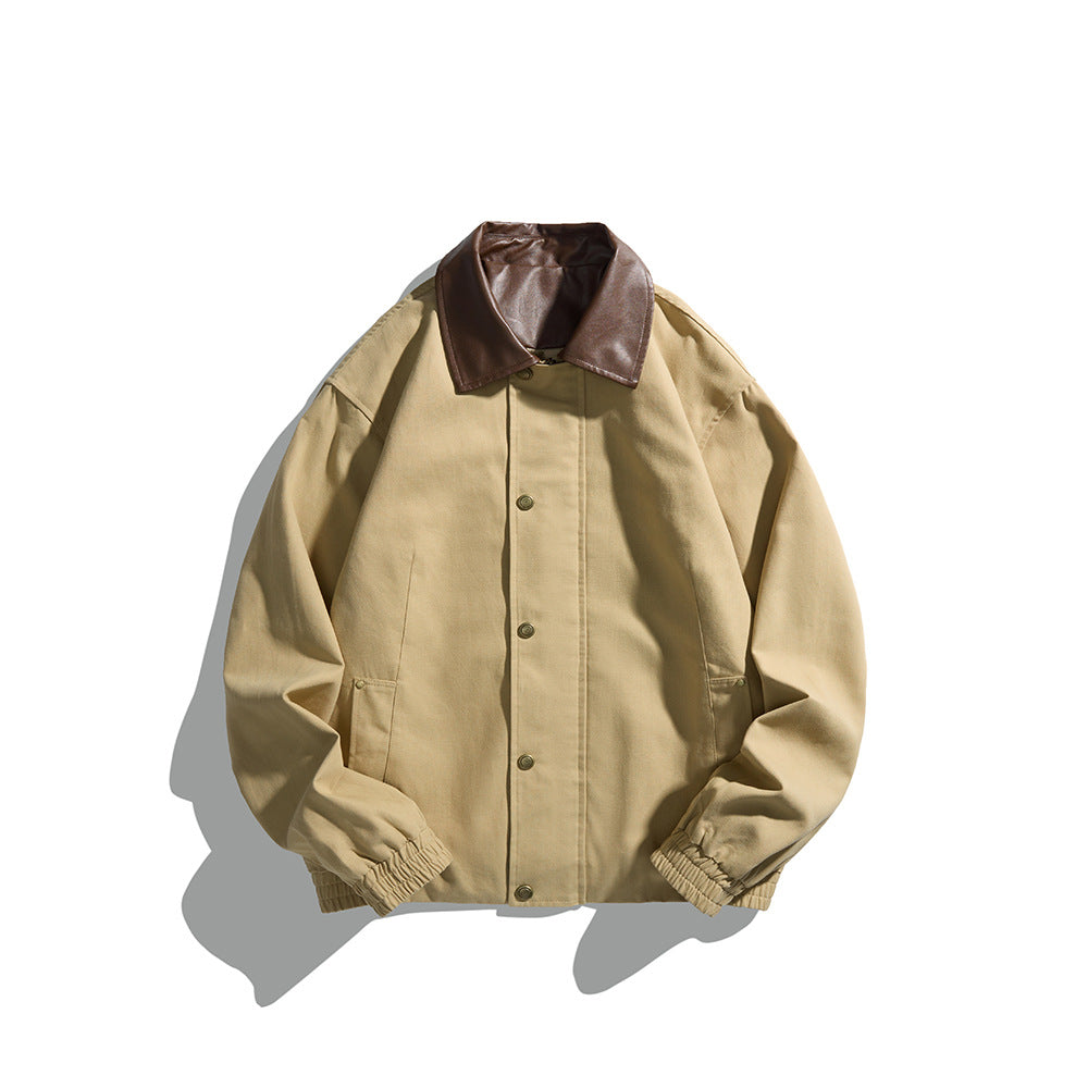 Herren Maskuliner Boxy-Fieldblouson mit kontrastierendem Kunstlederkragen und verdeckter Druckknopfleiste Nord Taschen