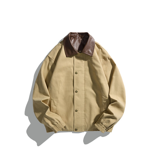 Herren Maskuliner Boxy-Fieldblouson mit kontrastierendem Kunstlederkragen und verdeckter Druckknopfleiste Nord Taschen