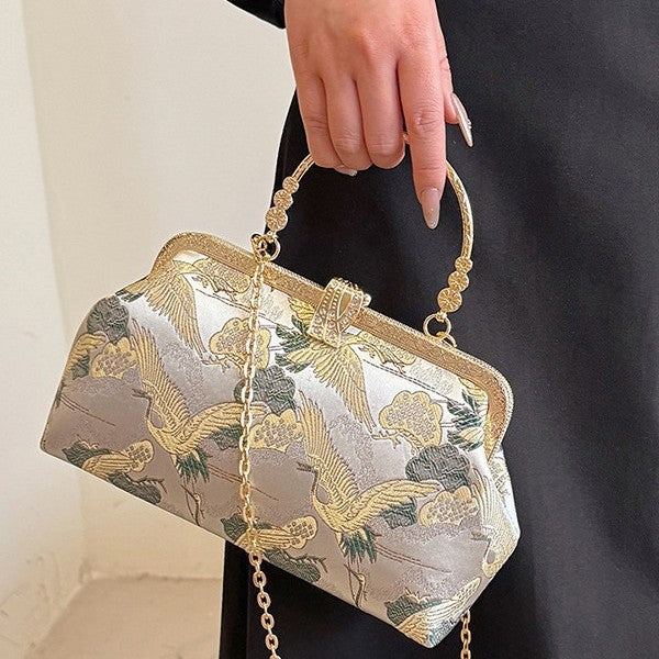 Damen Clutch mit filigranem Vogel-Motiv Nord Taschen