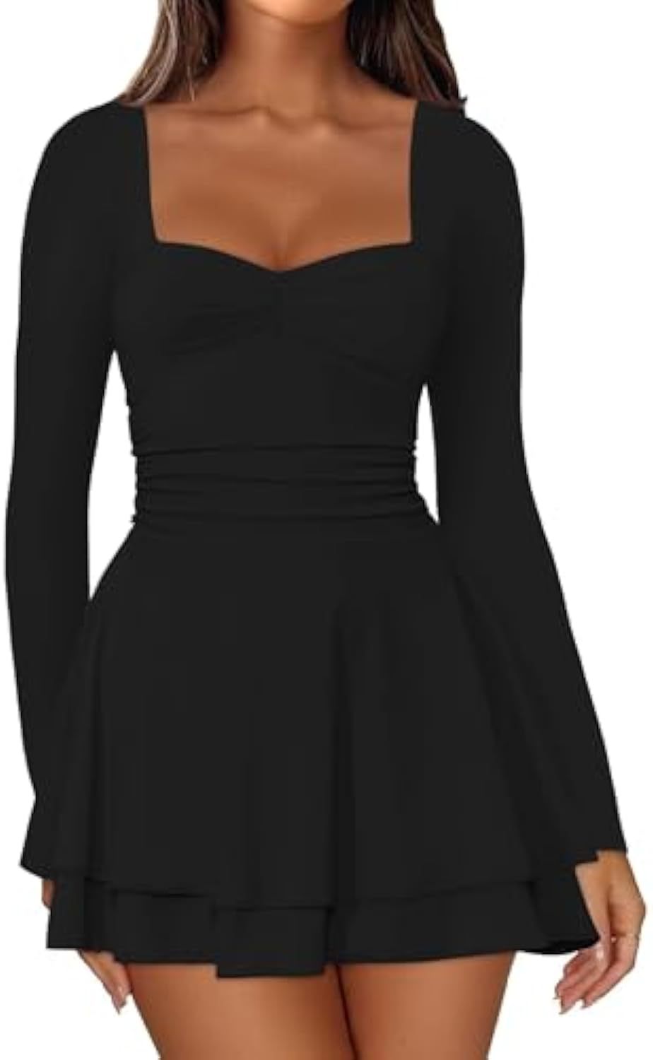 Damen Elegantes Kleid mit langen Ärmeln Nord Taschen