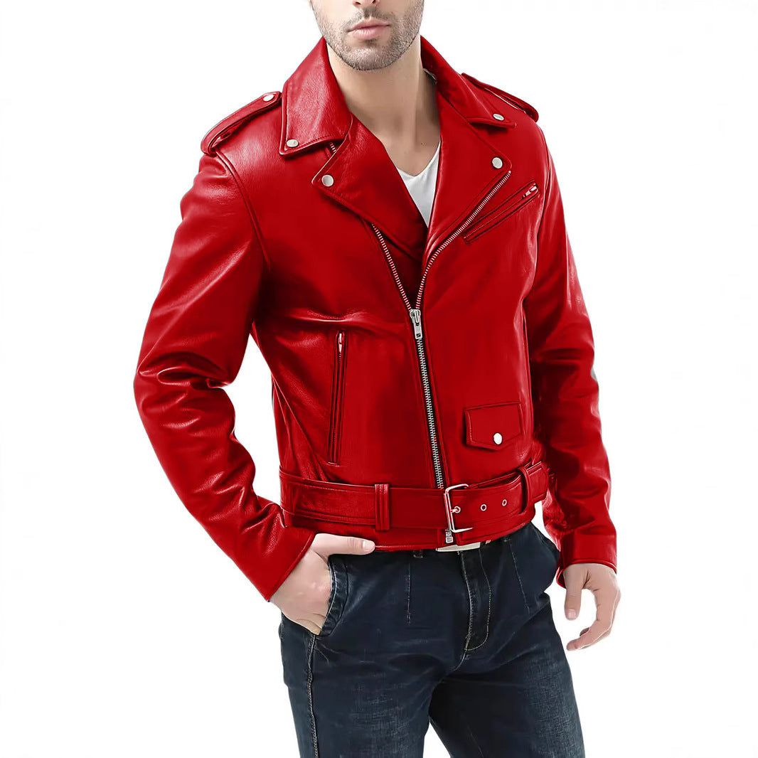Herren Bikerlederjacke mit Taschen
