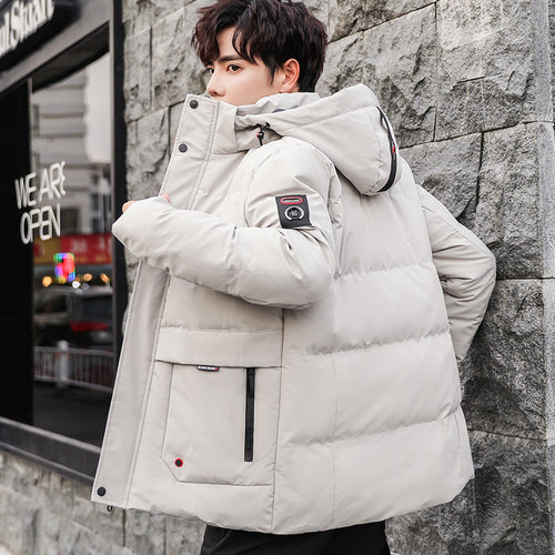 Herren wattierter Winterparka mit hochschließendem Stehkragen, abnehmbarer Kapuze und Multifunktions‑Taschen Nord Taschen