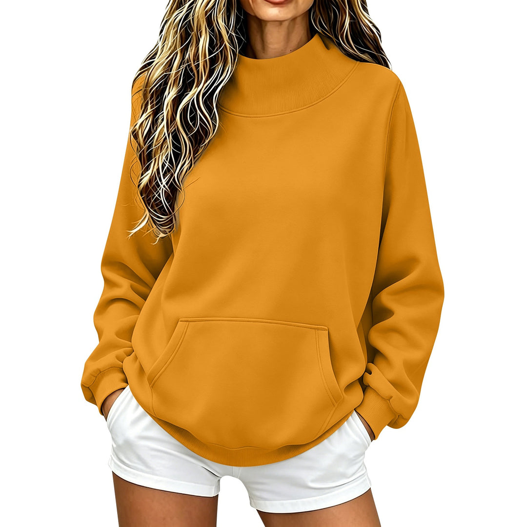 Damen Oversize Hoodie mit hohem Rollkragen und Kängurutasche Nord Taschen