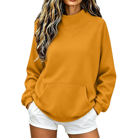 Damen Oversize Hoodie mit hohem Rollkragen und Kängurutasche Nord Taschen