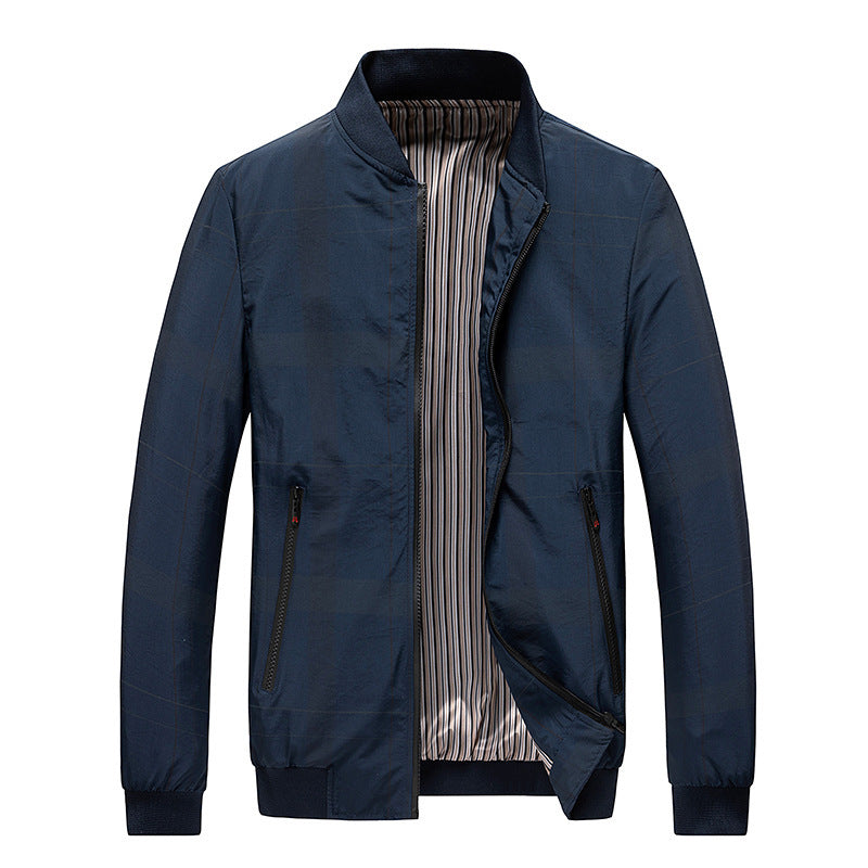 Herren leichter Nylon‑Bomberjacke mit gestreiftem Innenfutter, Reißverschluss‑Taschen und gerippten Abschlüssen Nord Taschen