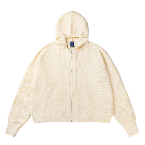 Unisex Strick-Kapuzenjacke mit Strukturmuster und durchgehendem Reißverschluss Nord Taschen
