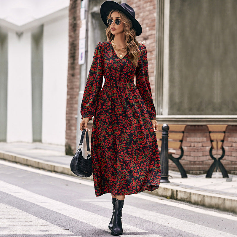 Damen Florales Maxi Kleid Nord Taschen