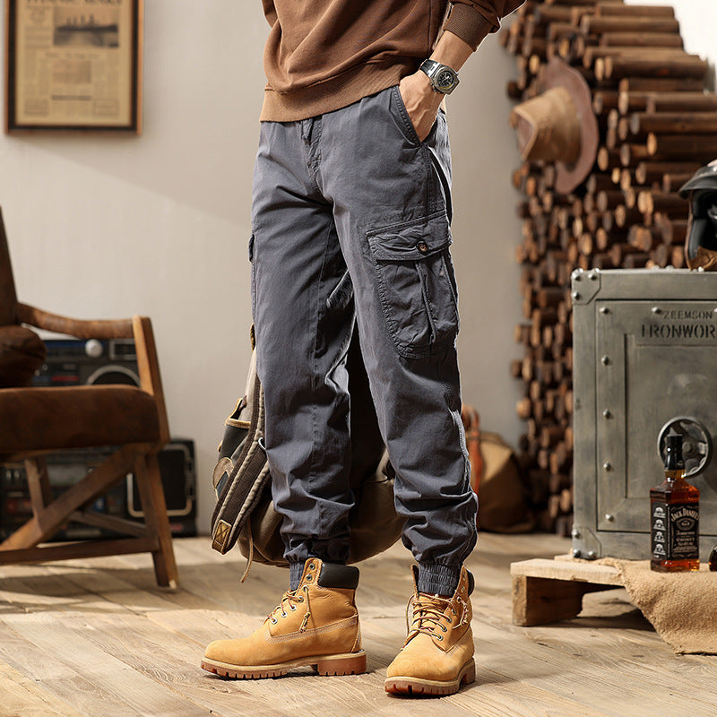 Herren Tapered-Cargo-Jogger aus Baumwoll-Twill mit elastischem Tunnelzugbund, Klapp-Utility‑Taschen und Knöchelreißverschlüssen Nord Taschen