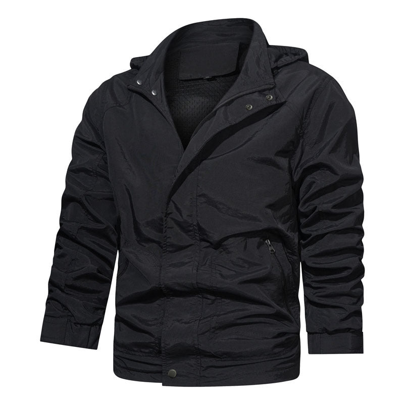 Herren Leichte Fieldjacke mit Kapuze, windabweisender Shell und Reißverschlusstaschen Nord Taschen