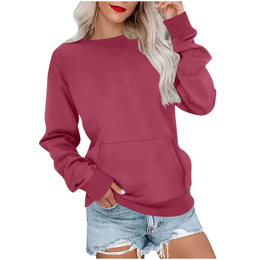 Damen Lockeres Sweatshirt mit Rundhalsausschnitt und Kängurutasche Nord Taschen
