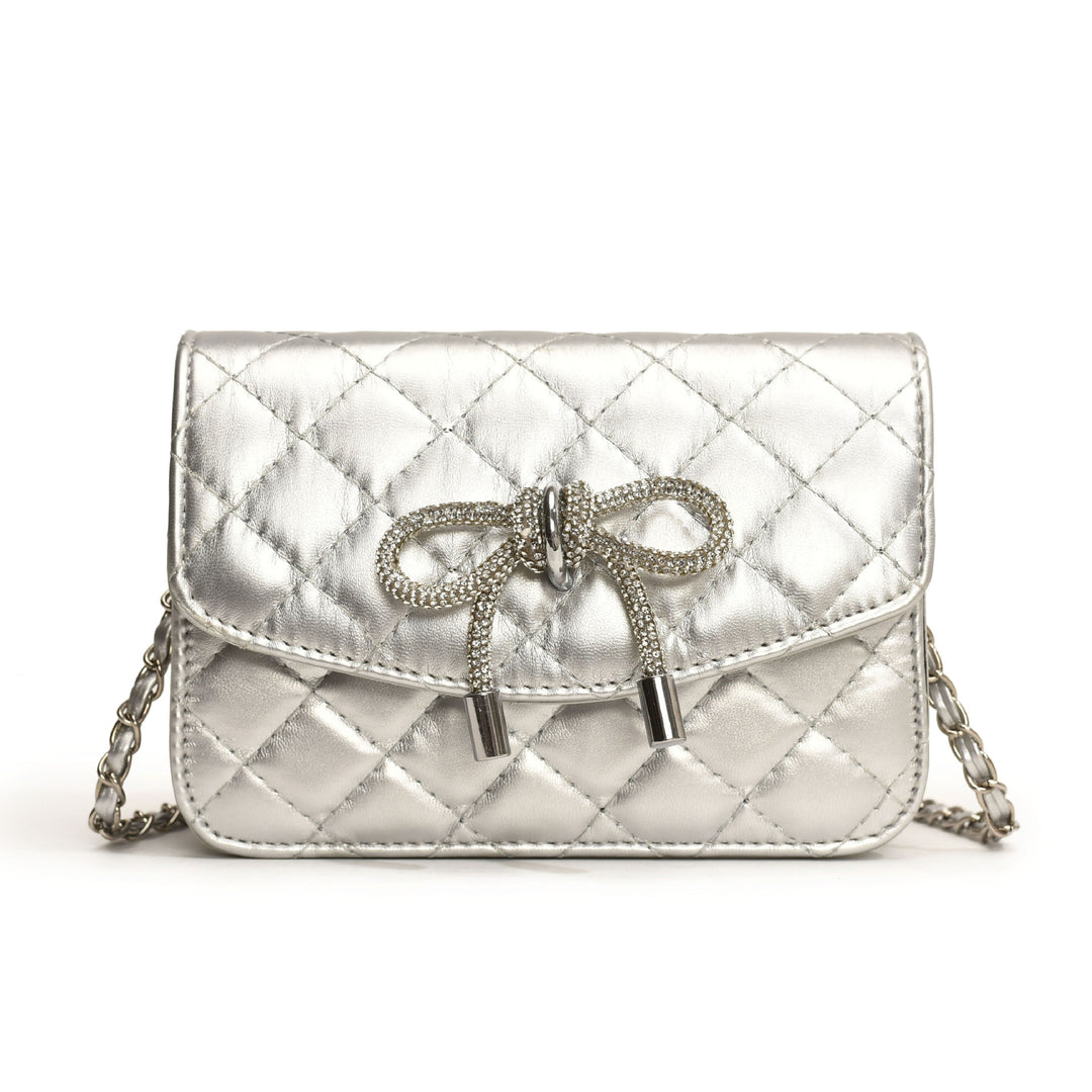 Damen Mini-Handtasche mit luxuriösem Steppmuster und funkelndem Kettenanhänger Nord Taschen