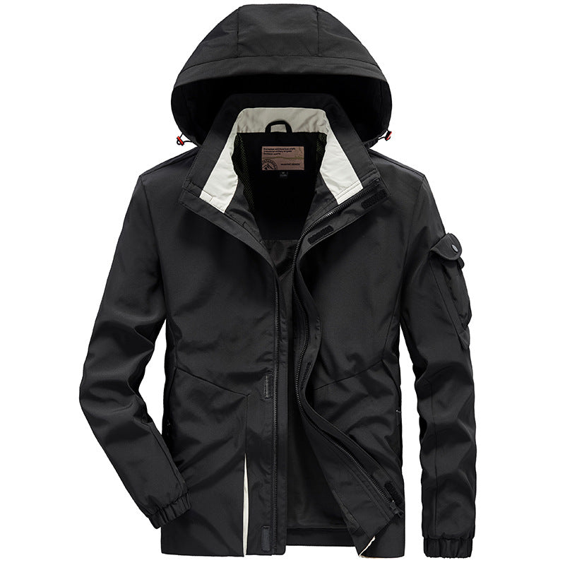 Herren Leichte Multifunktions-Outdoor-Windjacke mit Kapuze und Ärmel‑Tasche Nord Taschen