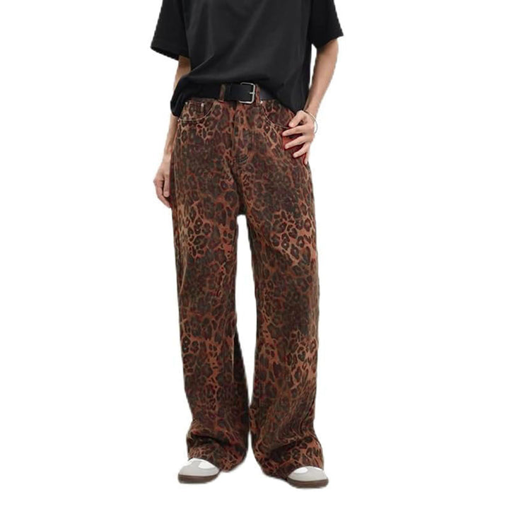 Damen weite High‑Waist Palazzohose im Leomuster mit Five‑Pocket‑Schnitt und entspanntem Bein Nord Taschen