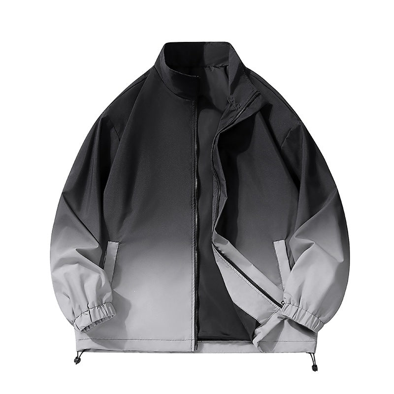 Herren leichte Farbverlauf Windbreakerjacke mit Stehkragen, durchgehendem Reißverschluss & Kordelzugsaum Nord Taschen