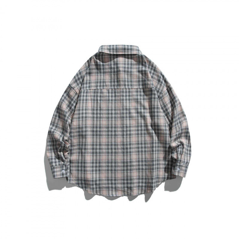 Unisex Oversize Karo‑Hemdjacke im Boxy‑Cut mit Brusttasche und abgerundetem Saum Nord Taschen