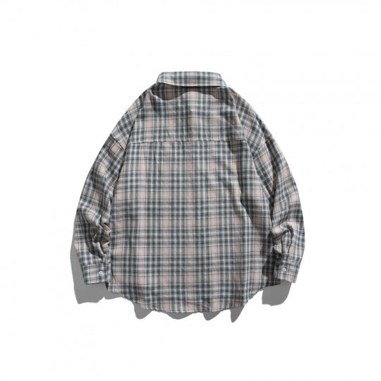 Unisex Oversize Karo‑Hemdjacke im Boxy‑Cut mit Brusttasche und abgerundetem Saum Nord Taschen