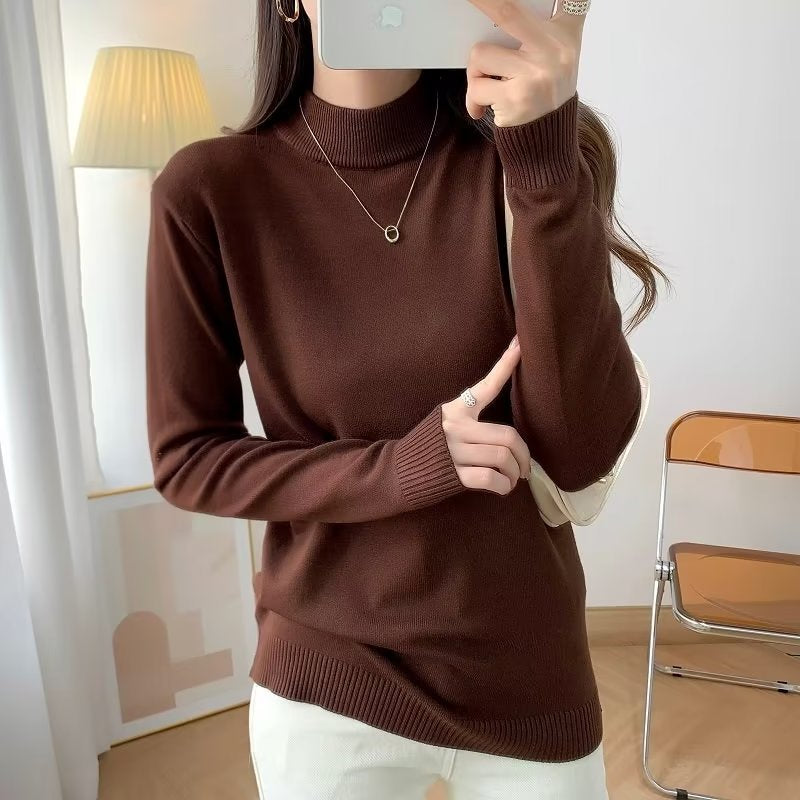 Damen Feiner Langarm-Feinstrickpullover mit schmalem Stehkragen und gerippten Bündchen Nord Taschen