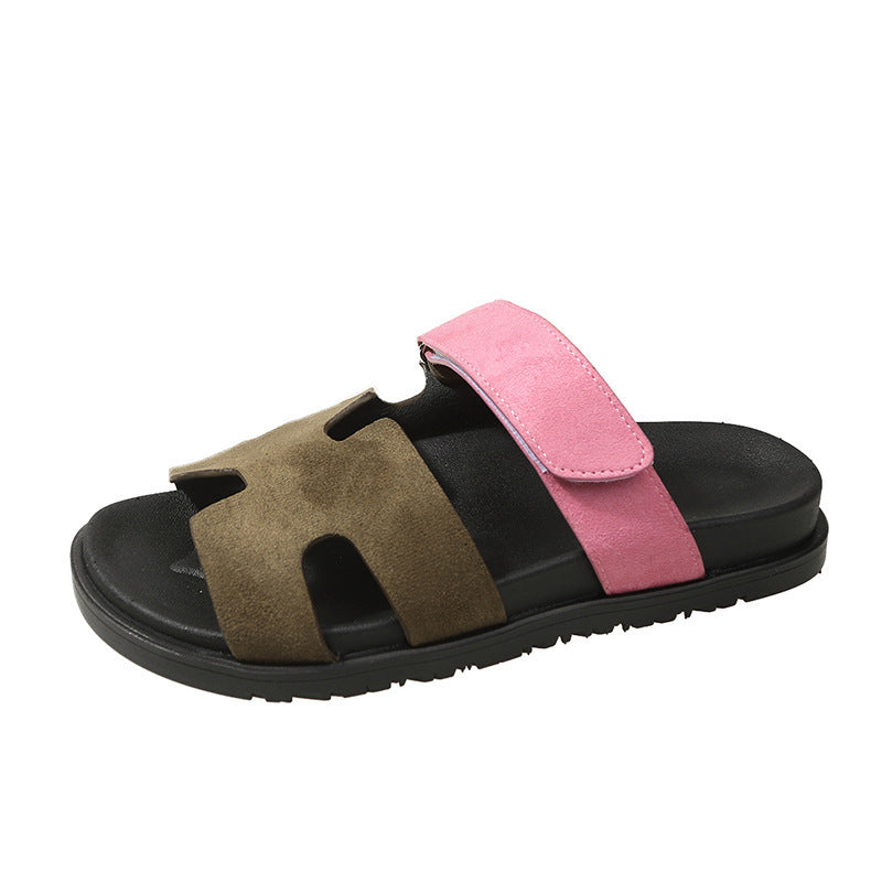 Damen komfortable Veloursleder-Sandalen mit verstellbarem Klettverschluss und rutschfester Sohle Nord Taschen