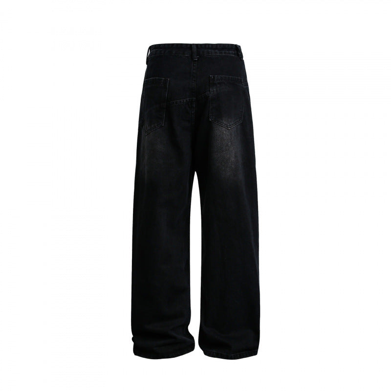 Damen Weite High-Waist Denim-Hose mit geschwungenen Vordertaschen Nord Taschen