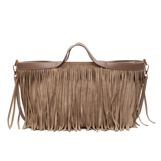 Damen Hobo-Tasche mit fransigem Design und komfortablem Schulterriemen Nord Taschen