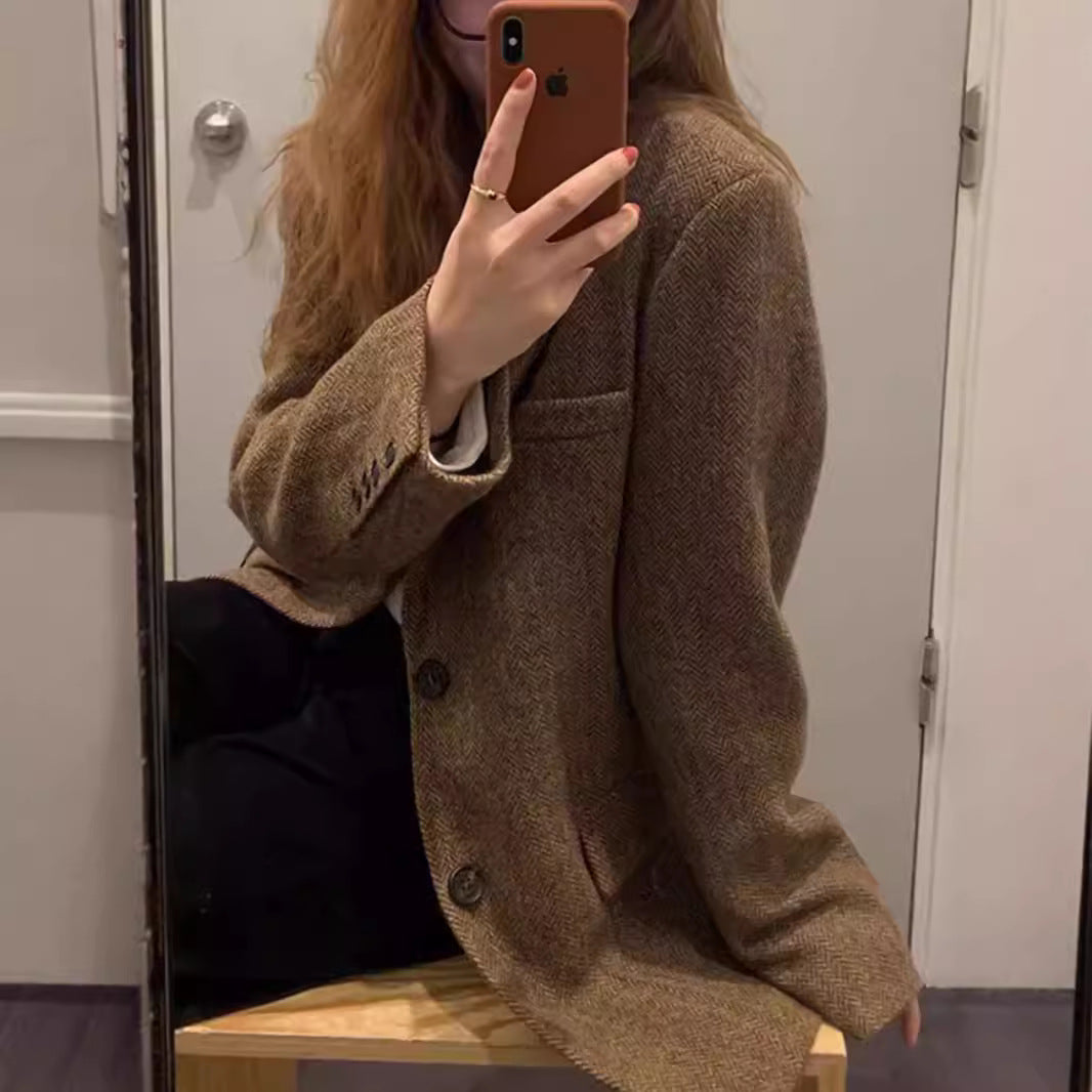 Damen Übergroßer Wollblazer Nord Taschen