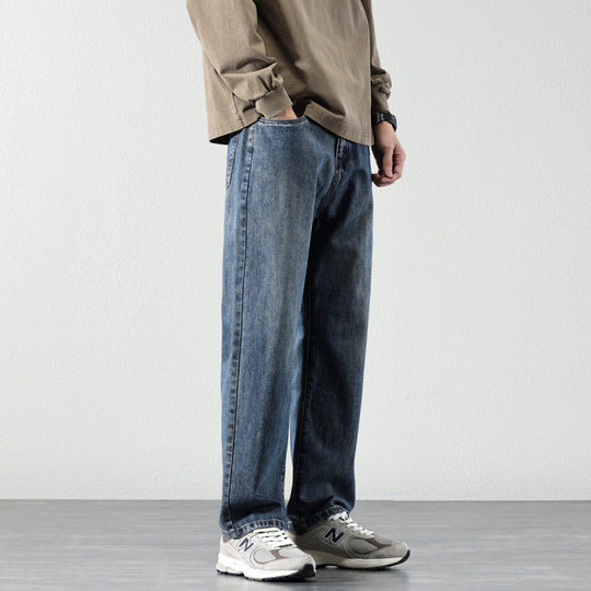 Herren Weite Straight‑Leg Denim-Jeans mit Vintage-Wash und lockerer Passform Nord Taschen