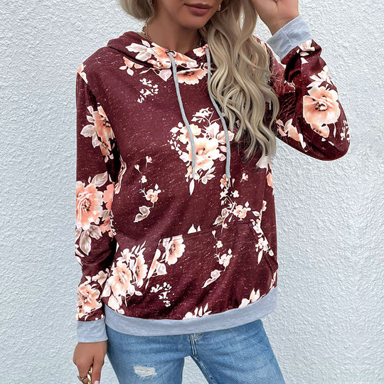 Damen Lässiger Kapuzenpullover mit floralem Muster Nord Taschen
