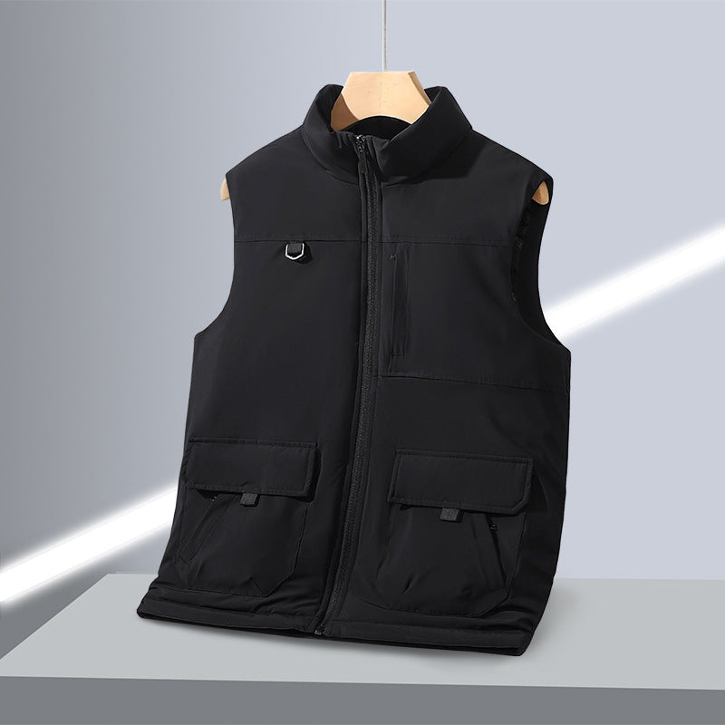 Herren Multifunktionale Wattierte Outdoor-Weste mit Cargo-Taschen und Stehkragen Nord Taschen
