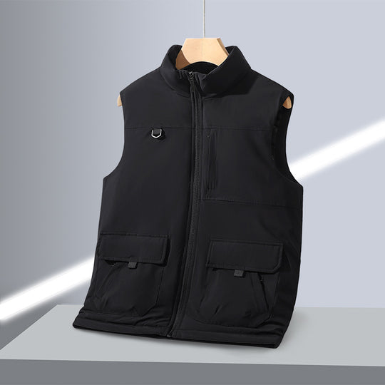 Herren Multifunktionale Wattierte Outdoor-Weste mit Cargo-Taschen und Stehkragen Nord Taschen