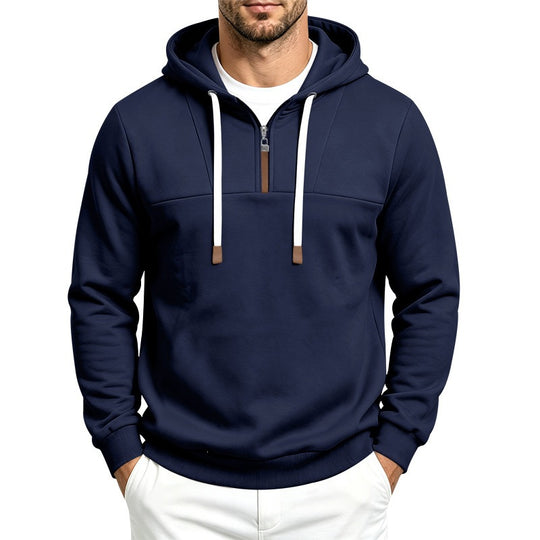 Herren Moderner Halbzip-Hoodie aus French Terry mit Zierriegel und Kordelzug Nord Taschen