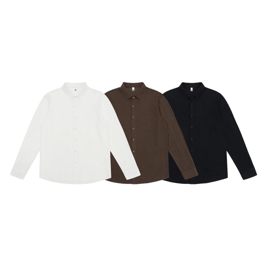 Herren Feines Baumwoll-Twill Hemdjacken‑Style mit Kentkragen und abgerundetem Saum Nord Taschen