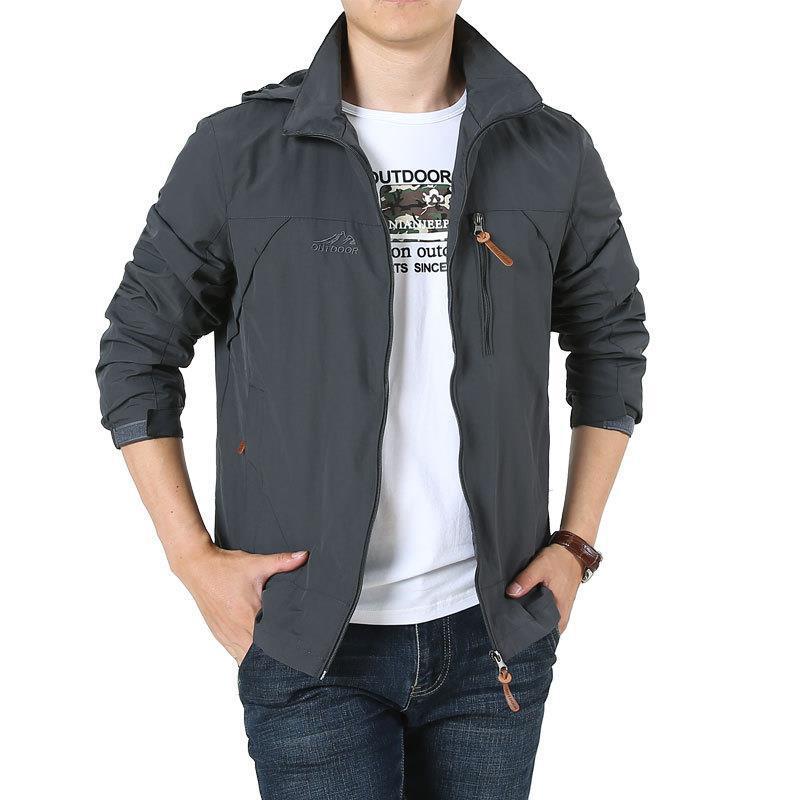 Herren Leichter winddichter Nylon-Blouson mit Stehkragen und Brustreißverschlusstasche Nord Taschen