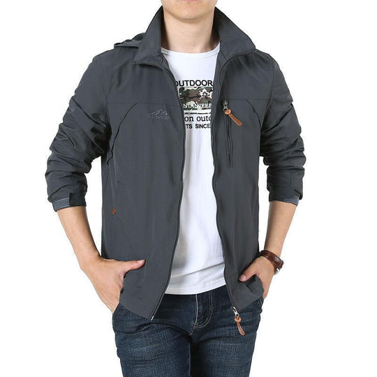 Herren Leichter winddichter Nylon-Blouson mit Stehkragen und Brustreißverschlusstasche Nord Taschen