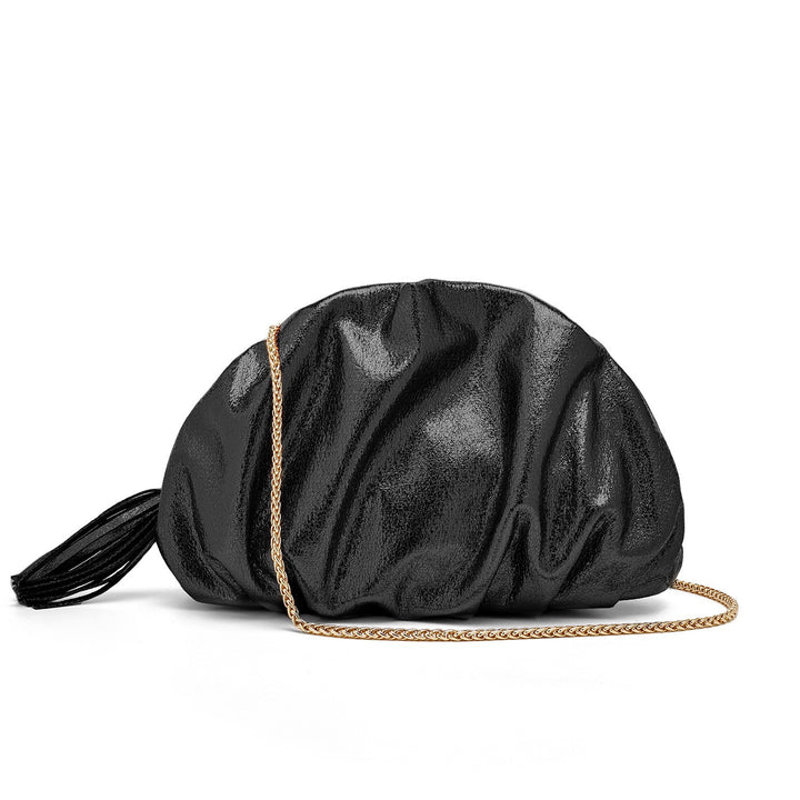 Damen Clutch mit metallischem Finish und goldener Kette Nord Taschen