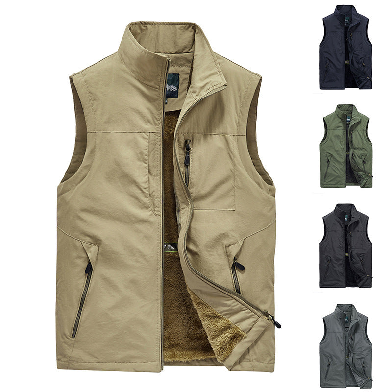 Herren Wattierte Fleecegefütterte Outdoor‑Weste mit Stehkragen und Reißverschlusstaschen Nord Taschen