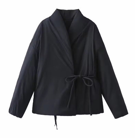 Damen 900+ gesteppte Wickeljacke mit Schalkragen und Taillenband Nord Taschen
