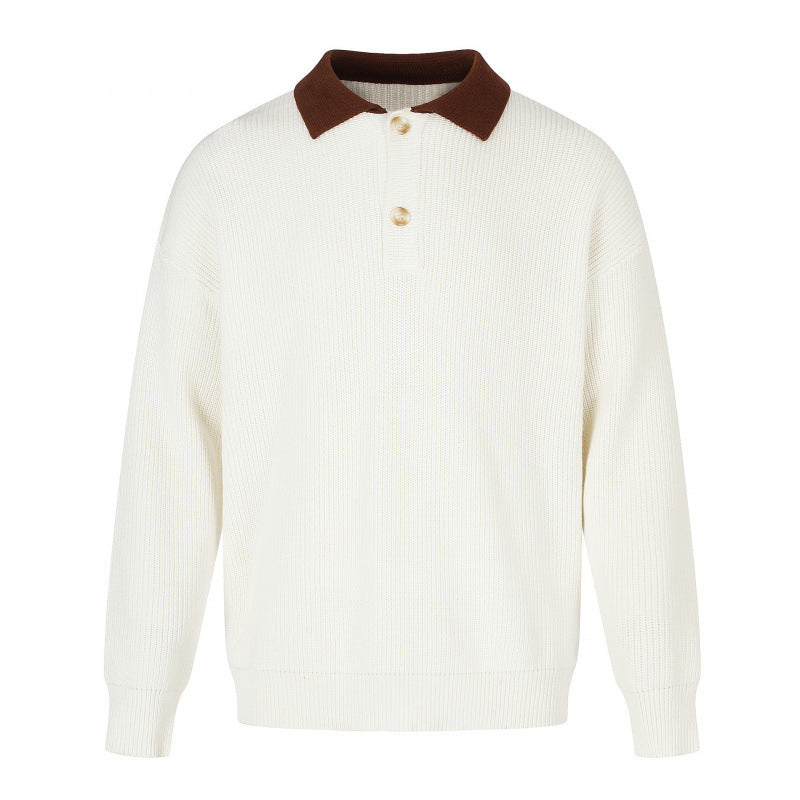 Herren Feinstrick-Polo mit Henley‑Knopfleiste und kontrastierendem Polokragen Nord Taschen