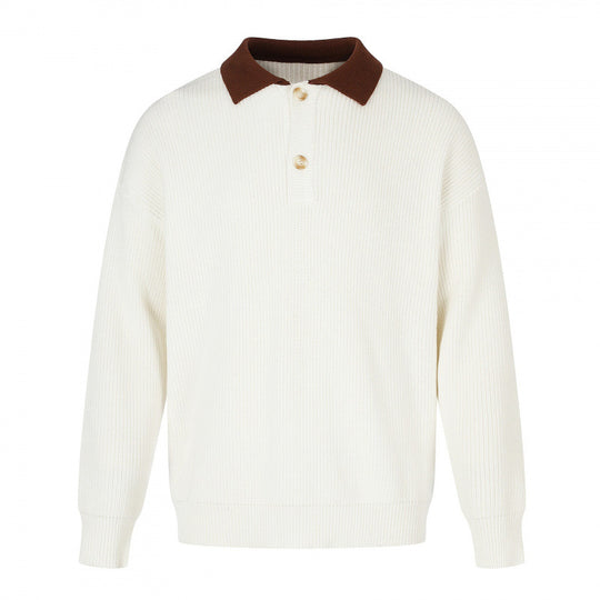 Herren Feinstrick-Polo mit Henley‑Knopfleiste und kontrastierendem Polokragen Nord Taschen