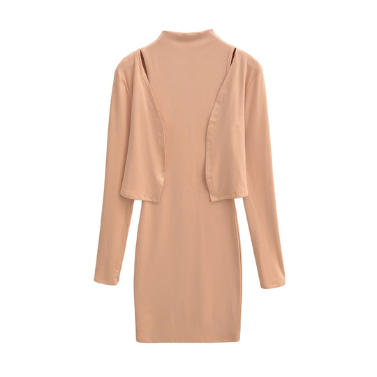 Damen Figurnahes Midikleid mit integriertem Bolero und Stehkragen Nord Taschen