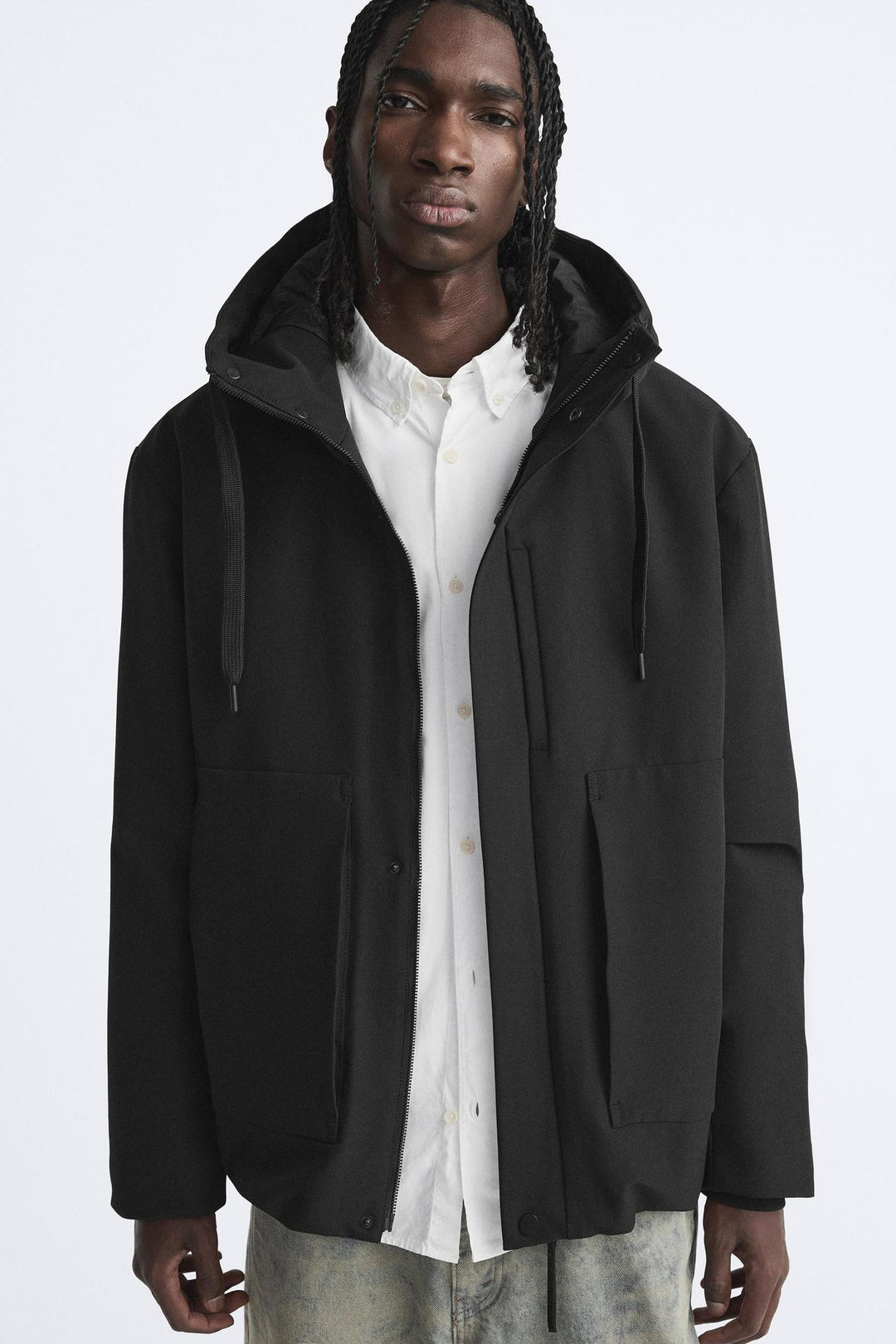 Herren Wasserabweisender Kapuzenblouson im Boxy‑Cut mit verdeckter Reißverschlussblende und extra großen Eingrifftaschen Nord Taschen