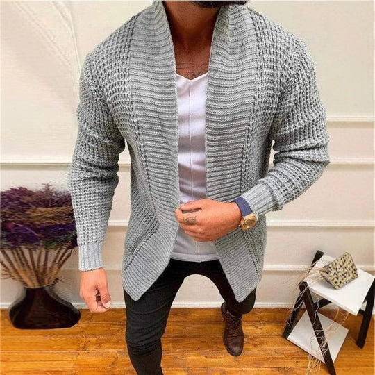 Herren Strickcardigan mit Schalkragen und strukturiertem Waffelmuster Nord Taschen