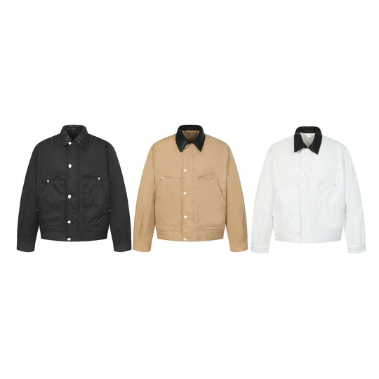 Unisex Kurzboxy gesteppte Blousonjacke mit kontrastierendem Lederoptikkragen Nord Taschen