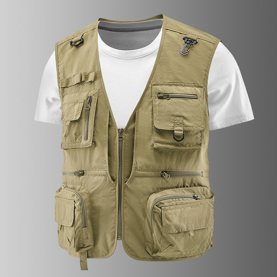 Herren Multifunktionale Cargo-Utility-Weste mit zahlreichen Reißverschlussfächern und D-Ringen Nord Taschen
