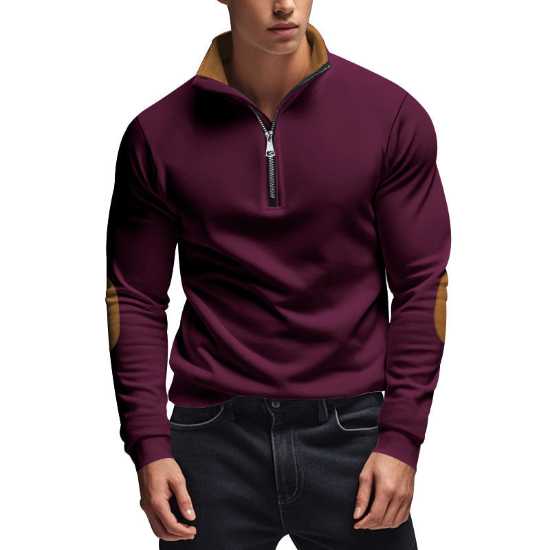 Herren Sweatshirt mit hochwertigem Stehkragen und eleganten akzenten