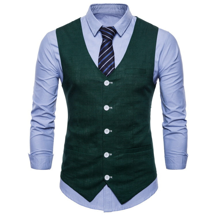 Herren elegante Anzugweste mit praktischen Taschen und detailliertem Design