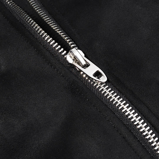Damen Kurze Bikerjacke im Aviator-Look mit Kunstfellkragen und asymmetrischem Reißverschluss Nord Taschen