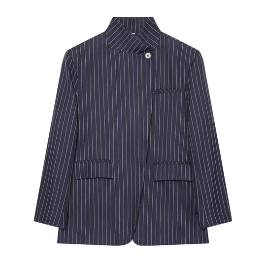 Damen Karierter Longblazer mit Stehkragen, verdeckter Knopfleiste und Pattentaschen Nord Taschen