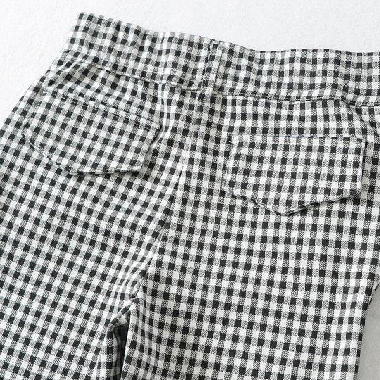 Damen Hochtaillierte Slim-Fit Hose mit Vichy-Karo und elastischem Bund Nord Taschen