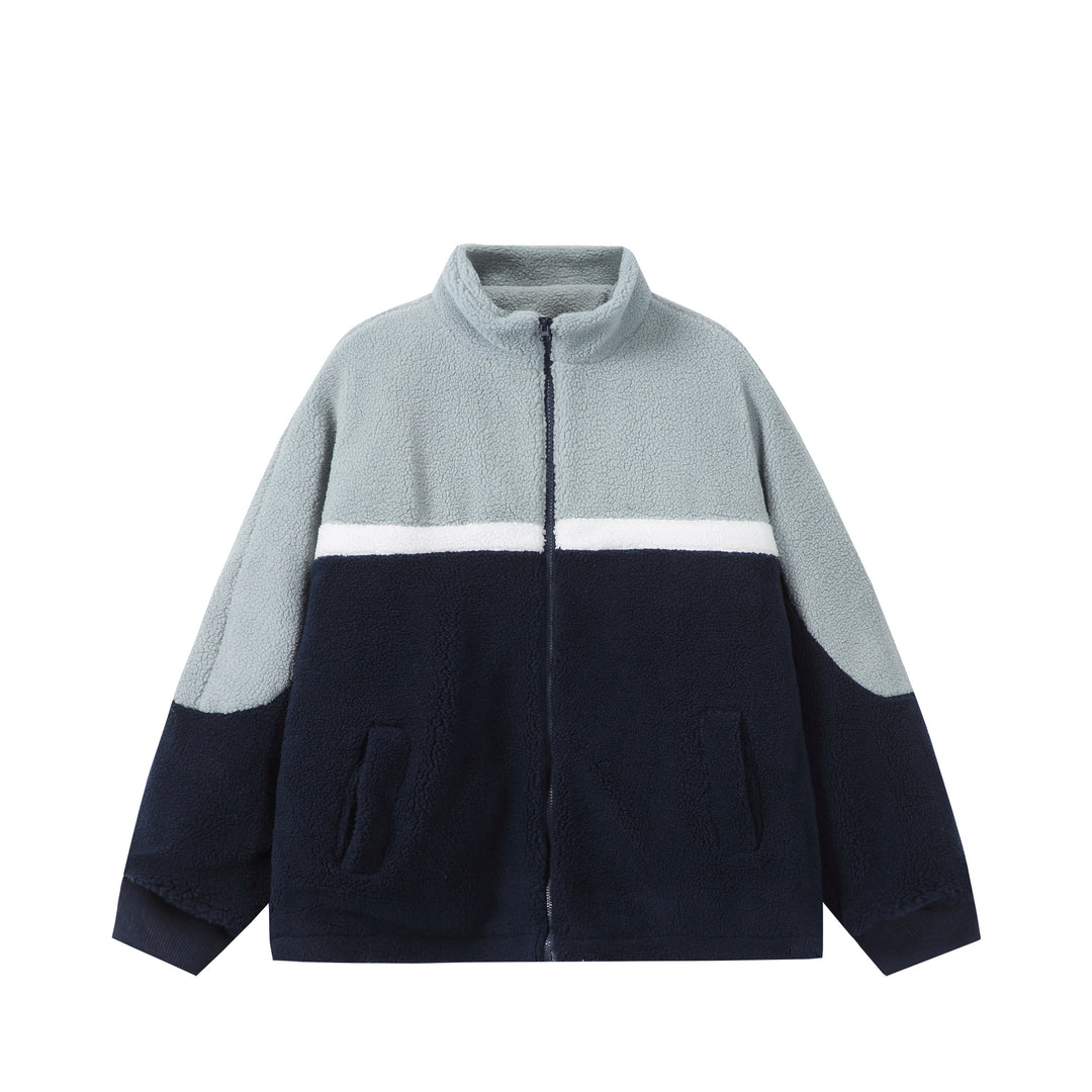 Unisex Oversize Sherpa-Fleecejacke mit Stehkragen und Frontzip Nord Taschen